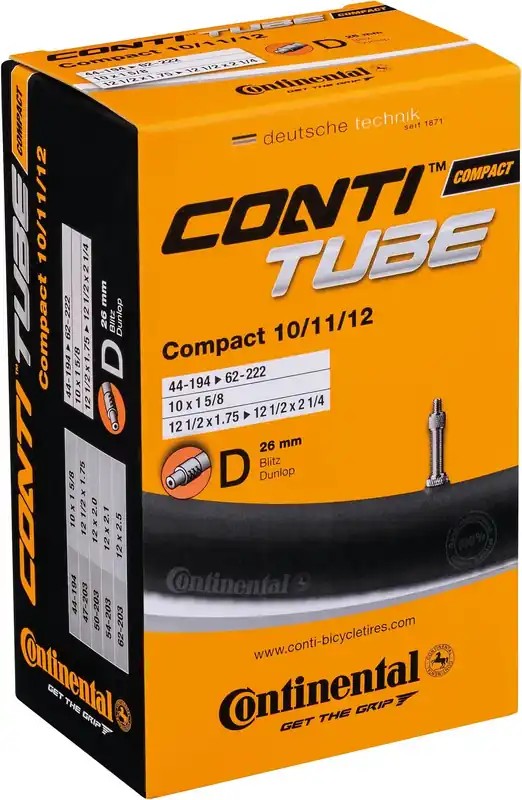 Neu Continental Schlauch Compact 10/12 Zoll schwarz