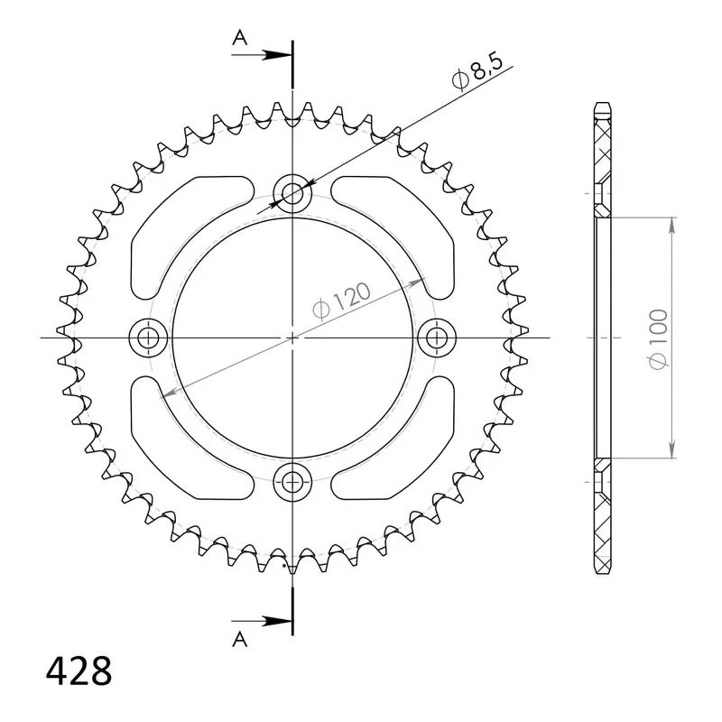 Garantierte Lieferung Supersprox Alu-Kettenrad 428 47Z (Schwarz)