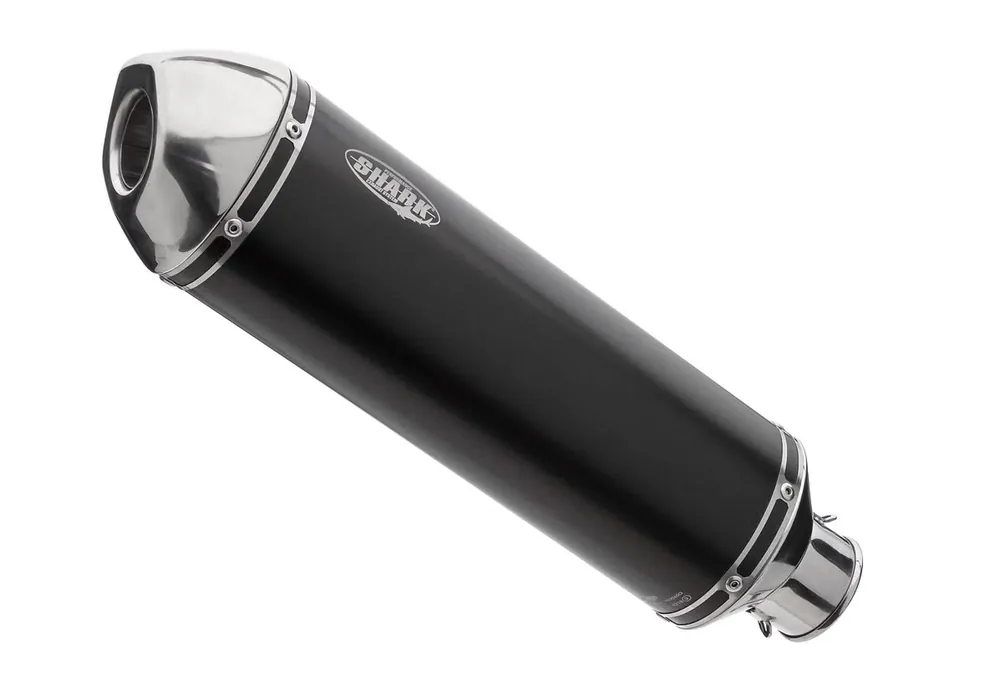 Shark Performance SLIP-ON Aluminium eloxiert/Endkappe Edelstahl poliert schwarz DSX-5 für KAWASAKI Z750,Z750R EURO3 Beliebt