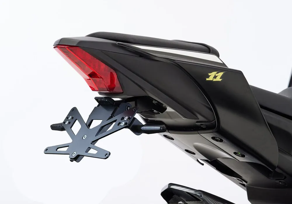 Neue Kollektion PROTECH X-SHAPE 125ccm Kennzeichenhalter SET mit Reflektor und Beleuchtung Alu & Stahl Schwarz für YAMAHA YZF-R125