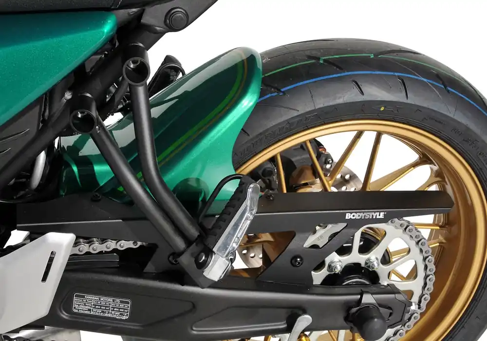 BODYSTYLE Sportsline Hinterradabdeckung mit Alu-Kettenschutz ABS Kunststoff schwarz/grau/grün für KAWASAKI Z650 RS Neue Kollektion
