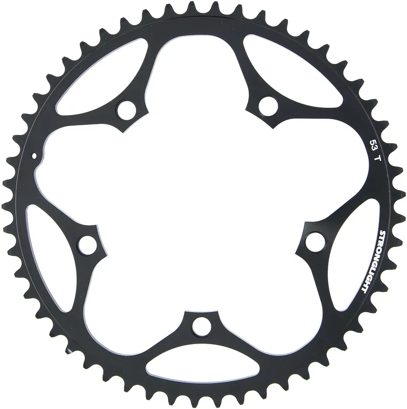 Geprüft Stronglight Kettenblatt 53 Zähne außen 130 mm schwarz