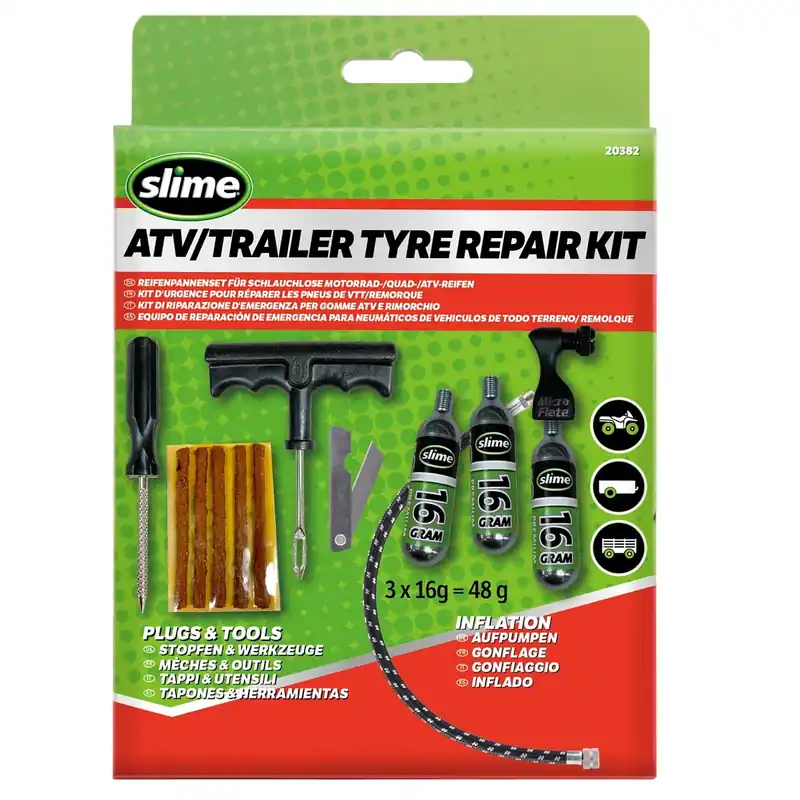 SLIME Reifenpannenset für Motorrad/Quad/ATV mit CO2-Patronen und Tasche Saisonangebot