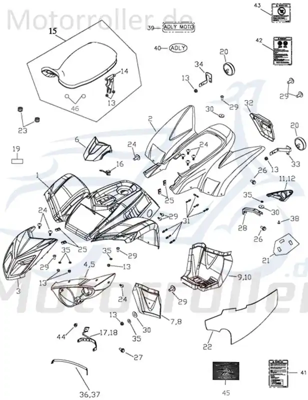 Adly ATV 300 Crossroad Tachoabdeckung 272ccm 4Takt 64212-226-000BU Tachometerabdeckung Quad UTV Ersatzteil Service Inpektion Must-Have