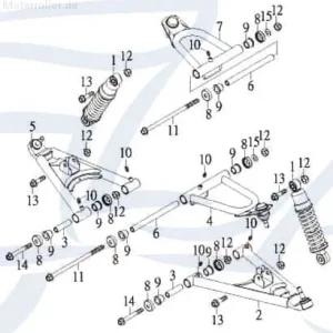 Exploroer Bullet 50 Querlenker Quad 49ccm 2Takt 42161-URO-00 Radaufhängung Achsaufhängung Trapezlenker Quer-Lenker Trapez-Lenker ATV Preiswert