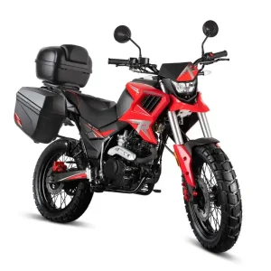 Motorrad Fighter 125 HR-S rot 90 km/h Euro 5 Schaltmoped 125ccm 4 Takt Leichtkraftrad Krad Kraftrad mit Topcase und Seitenkoffer Knallerangebot