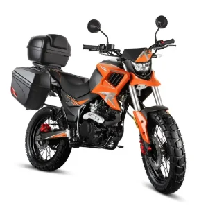 Motorrad Fighter 125 HR-S orange 90 km/h Euro 5 Schaltmoped 125ccm 4 Takt Leichtkraftrad Krad Kraftrad mit Topcase und Seitenkoffer Neu