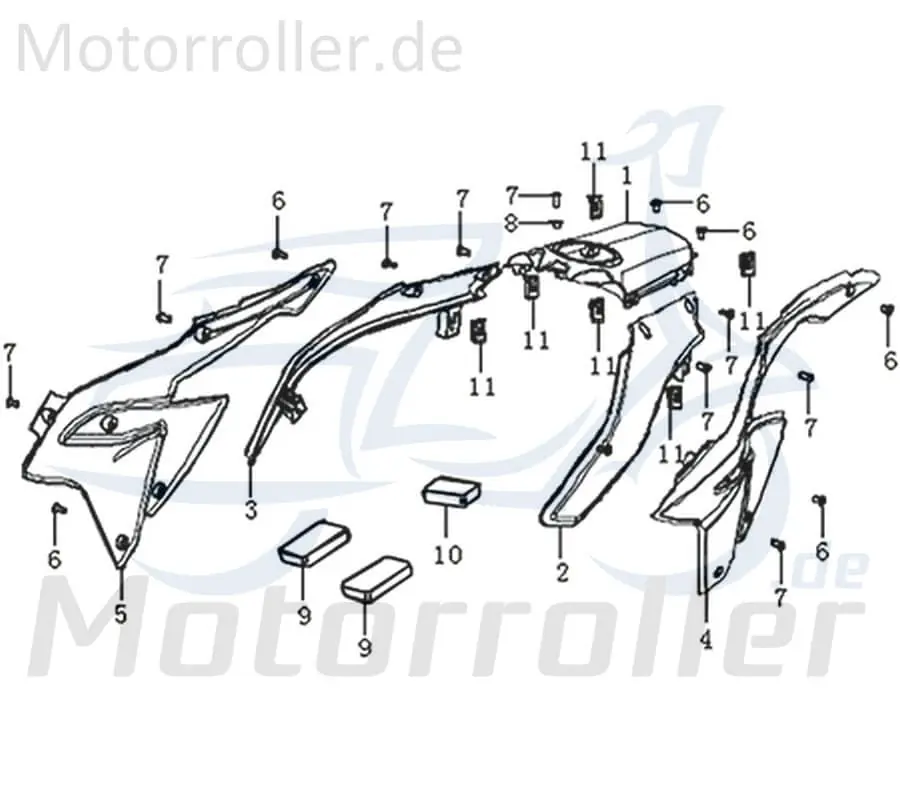 Kreidler DICE GS/SM 125 Pro Tankverkleidung oben PP schwarz 781186 Tankabdeckung Tankcover Original Preiswert