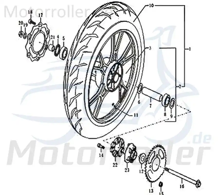 Kreidler Supermoto 125 DD Hinterrad Felge hinten 91580 Hinterrad Komplettrad Hinter-Rad Motorrad SM 125i Pro Moped Ersatzteil Jetzt Bestellen