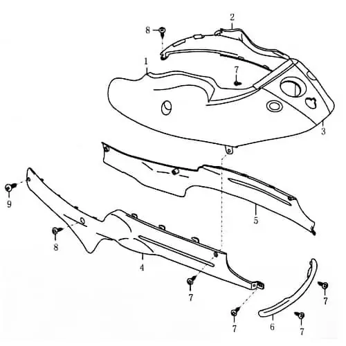 Direkt Vom Hersteller Rex RS500 QM50QT Heckverkleidung mitte unten schwarz 86349 Seitenteil Seitenverkleidung Seitenabdeckung Heckabdeckung Heck-Verkleidung