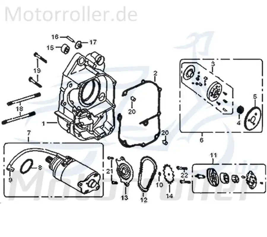 Super-Preis Kurbelgehäuse rechts 152QMI GY7 125/180ccm 11100-GY6A-9000 4Takt Motorgehäuse Motorblock Scooter Moped Ersatzteil Service Inpektion