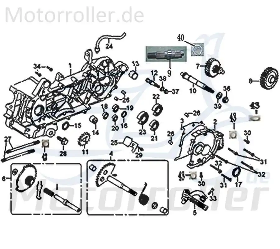 Markenprodukt Getriebegehäuse 125/180ccm 4Takt GY7 Roller 21301-GY6A-9000 Kurbelgehäuse Getriebe-Deckel Getriebedeckel Getriebeabdeckung Scooter