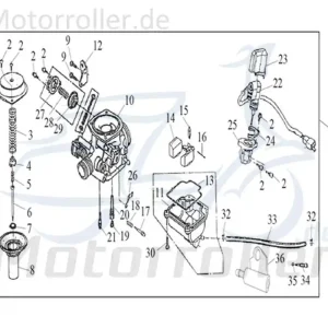 Top-Seller Kreidler Flory 125 Classic Gasschieber 742206 Vergasermembrane Vergaserschieber Gasmembrane 4Takt 125ccm Scooter
