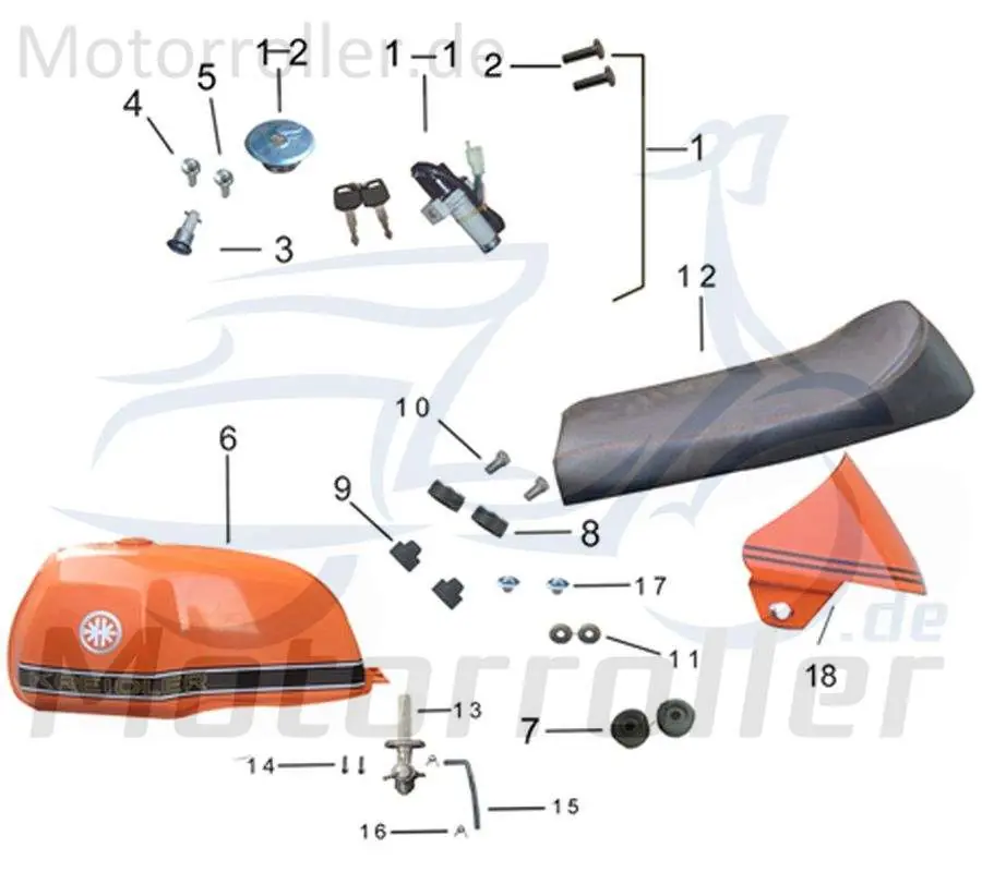 Neuheit Kreidler DICE CR 125 Sitzbank grüne Naht 780042 Motorrad Original Ersatzteil
