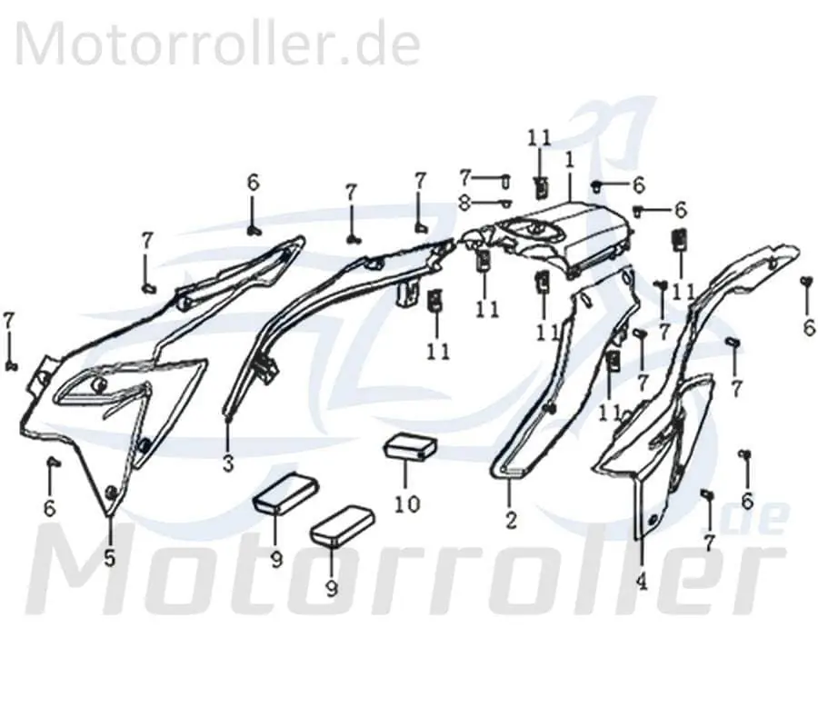 Schneller Versand Kreidler DICE GS/SM 125 Pro Seitenverkleidung rechts PP schwarz 781190 Seitenabdeckung Seitencover Seitenleiste
