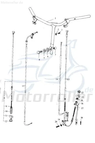 Direkt Vom Hersteller Eppella Eppelino 50 Lenker 50ccm 2Takt QM50QW-B.-32.-2---00 Lenkung Lenkstange Lenkwelle Lenk-Stange Zweiradlenker Rollerlenker Scooter