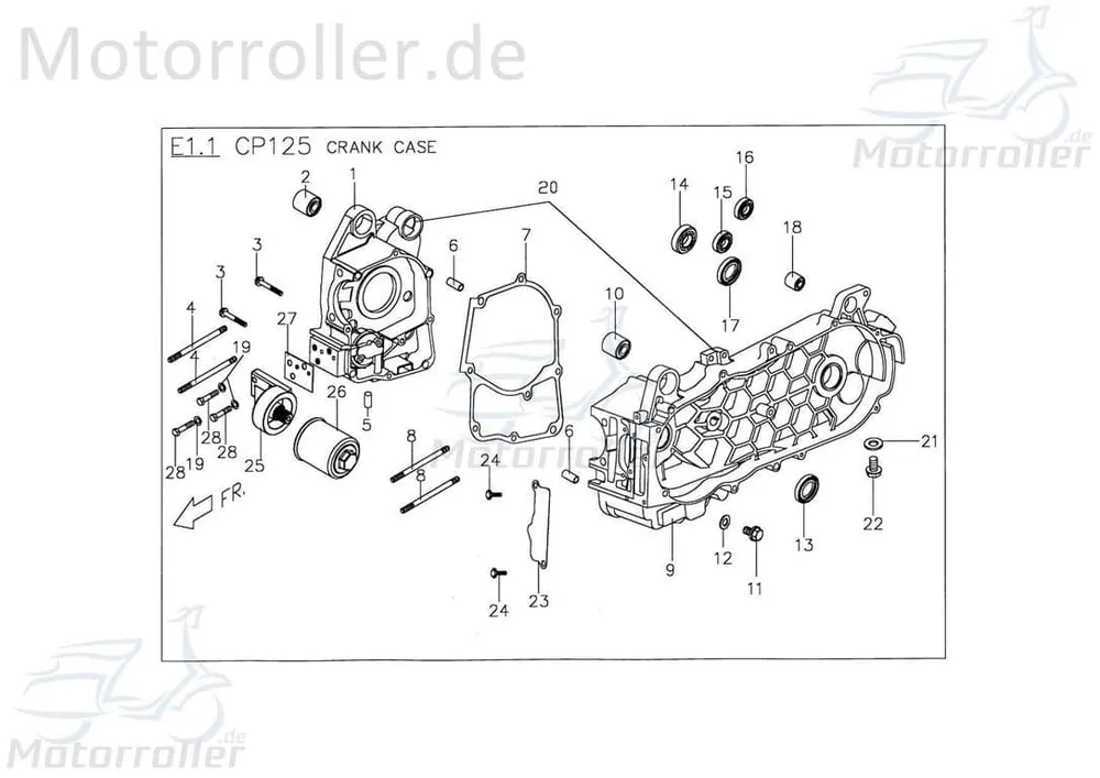 PGO T-Rex 125 Kurbelgehäuse C1 125ccm 4Takt C106K020000 links rechts Motorgehäuse Motorblock PGO C1 125ccm-4Takt Scooter Ersatzteil Bestseller
