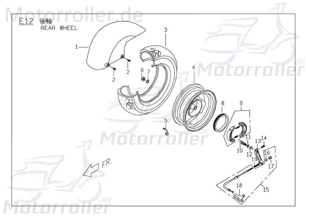 PGO Bremsarmatur Bremshebel hinten G-Max 50 Naked Roller P1407471000 Handbremshebel Handbremsgriff Brems-Hebel Bremsdruckarmatur Mokick Finale Aktion