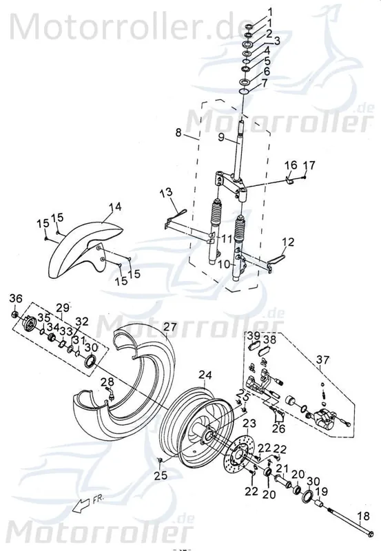 PGO Gabelbrücke d=33mm silber PMX 50 Radgabel Telegabel Joch P24430007202 Gabel-Brücke Vorderrad-Gabel Vorderradgabel Lenkgabel Mokick Preisknaller