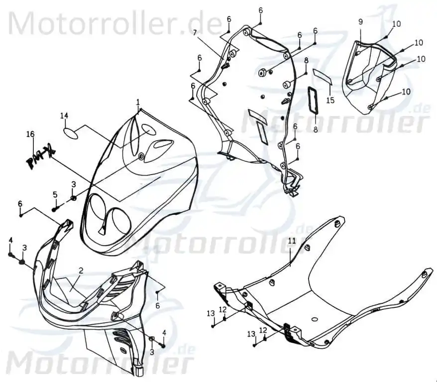 Preisreduziert PGO PMX 110 Frontverkleidung orange oben Frontschürze Roller 110ccm 2Takt P26210002C0 Frontmaske Front-Cover Lenkerverkleidung Scooter