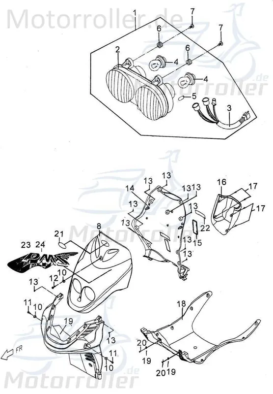 Beliebt PGO Frontverkleidung kristallsilber oben PMX 110 Frontmaske P26210007J0 Frontschürze Front-Cover Lenkerverkleidung Front-Schürze PMX 50