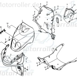 Zertifiziert PGO PMX 110 Frontverkleidung Neongrün unten Frontschürze 110ccm 2Takt P26260102B0 Frontmaske Front-Cover Lenkerverkleidung Wetterschild