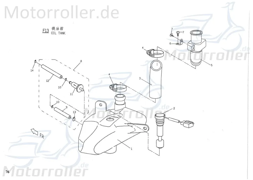 PGO Rodoshow 50 Einfüllstutzen Öltank Roller Scooter 50ccm 2Takt P5522510000 Ersatzteil Service Inpektion Direktimport Nur Heute