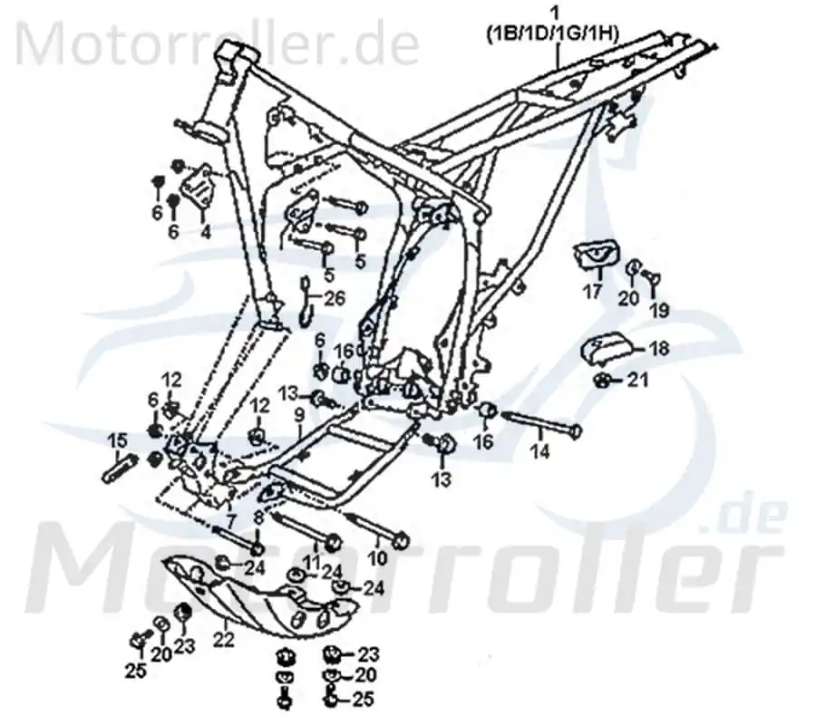 Rex Enduro 125 DD Rahmen Gestell 125ccm 4Takt FIG.C1-1D Metallrahmen Fahrgestell Rahmenteil Grundgerüst Fahrzeugrahmen Fahrzeuggestell Nur Heute