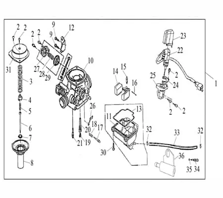 Neu Im Sortiment Rex Bergamo 50 Vergaser Carburetor 4T 125 ccm Roller 50ccm 4Takt 741164 Kreidler Florett 2.0 2.1 RS 50