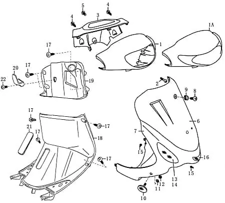 Klappe Frontverkleidung Motorroller Rex RS600 86303 Bestseller
