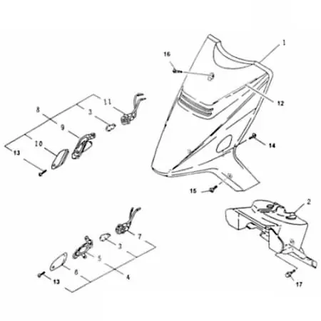 Rex REXY 25-50 Frontverkleidung 50ccm 2Takt 51151-NAF-0009 Frontschürze Frontmaske Front-Cover Lenkerverkleidung Front-Schürze Scooter Preisreduziert