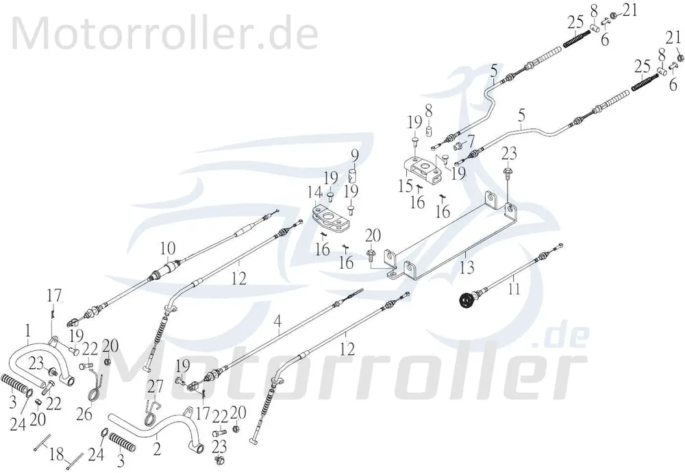 Mega-Angebot Kreidler F-Kart 170 Bremszug 170ccm 4Takt 61320-FLS-00 hinten Bowdenzug Bremsleitung Seilzug Bautenzug Bremsseil Bremskabel Brems-Zug