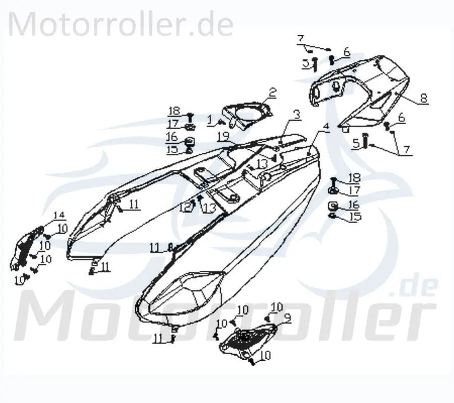 Schnäppchen CPI Vabene 50 Heckverkleidung 50ccm 2Takt Q0H-63511-00-UL Seitenteil Seitenverkleidung Seitenabdeckung Heckabdeckung Heck-Verkleidung