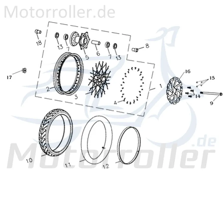 Rex Supermoto 125 DD Radnabe Radaufnahme 125ccm 4Takt 730796 Vorderradnabe Radmitte Radhülse Achsnabe Radlager Rad-Nabe 125ccm-4Takt Highlight