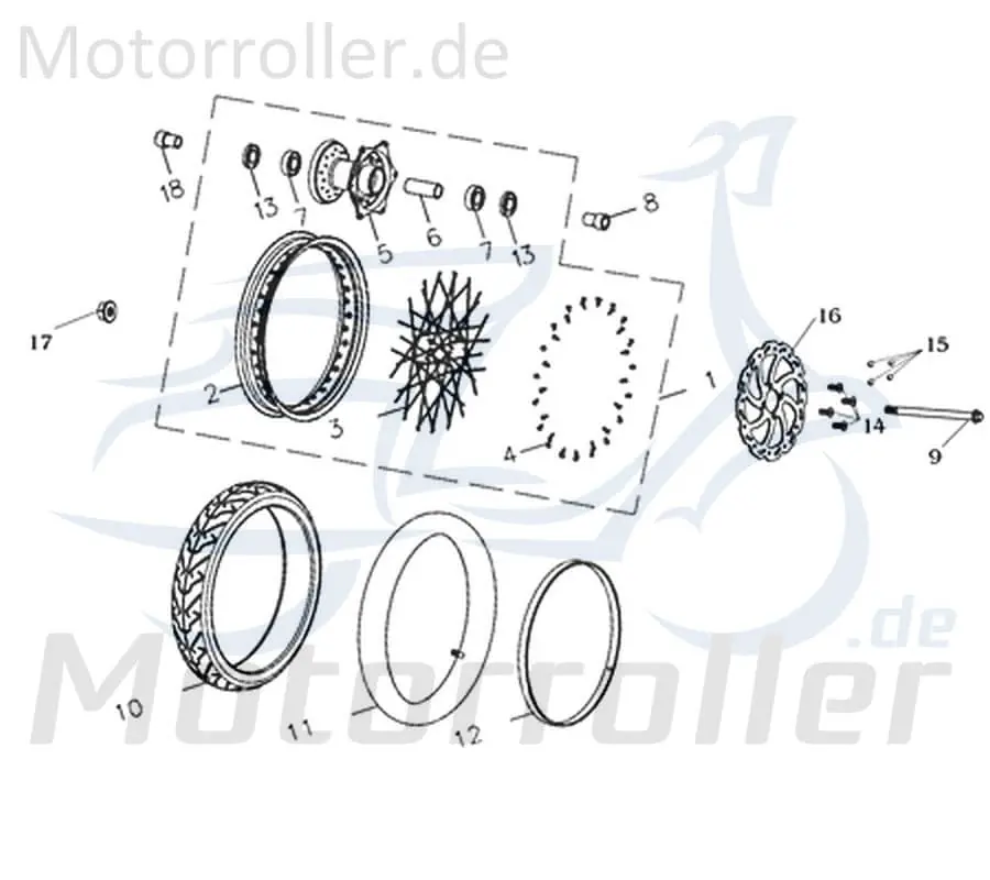 CPI Supermoto 125 DD Achse Vorderrad 125ccm 4Takt Y9B-43511-00-02 Vorderradachse Steckachse Bolzen 125ccm-4Takt Motorrad Moped Service Finale Aktion
