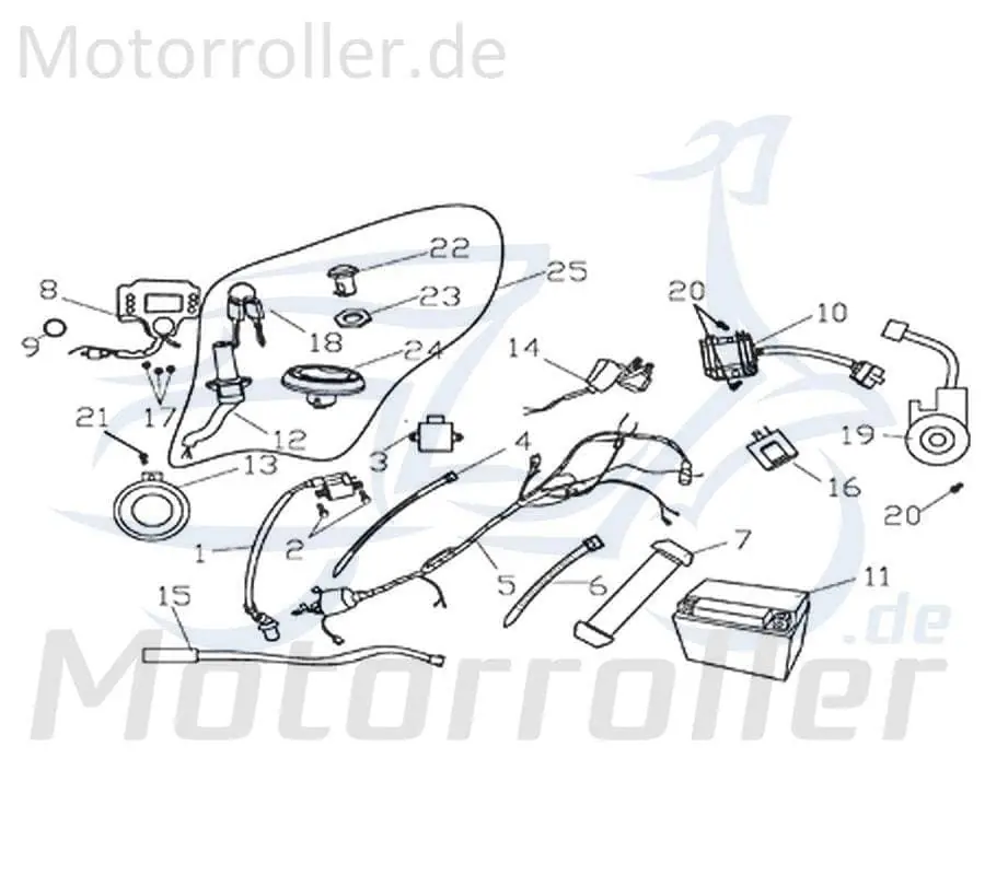 CPI Supermoto 125 DD Befestigungsgummizug Batterie 125ccm 4Takt Y9B-71113-10-00 125ccm-4Takt Motorrad Moped Ersatzteil Service Super-Preis