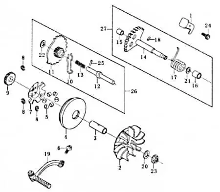 Rex Rexy 125 Pin 4.5 mm Clip Halter Rex Rexy 125 FIG.E12-18 125ccm-4Takt Scooter Kreidler Florett 125E Ersatzteil Service Inpektion Ausverkauf