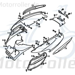 Aktuell Rex RS125 Heckverkleidung Heckschürze 125ccm 4Takt FIG22-10 Seitenteil Seitenverkleidung Seitenabdeckung Heckabdeckung links Scooter