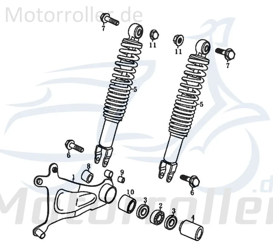 Rex RS125 Befestigung Stoßdämpfer 125ccm 4Takt FIG39-5 Lagerung Aufhängung 125ccm-4Takt Scooter Ersatzteil Service Inpektion Highlight
