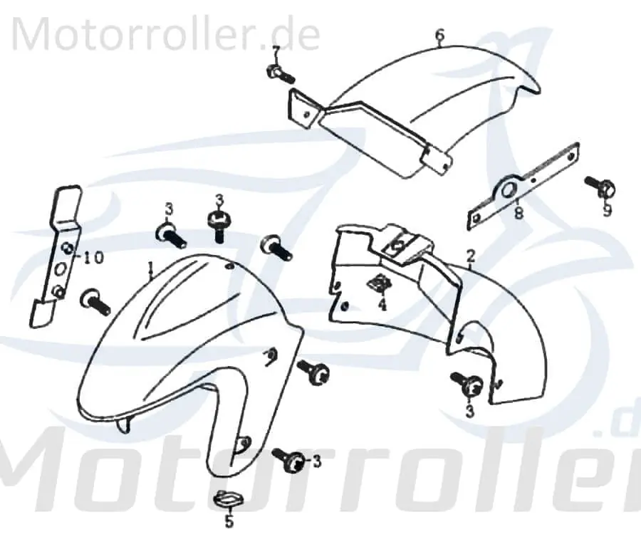 Abverkauf Rex RS125 Vorderradabdeckung vorn 125ccm 4Takt FIG 34-2-2 Kotflügel Front-Kotflügel 125ccm-4Takt Scooter Ersatzteil Service Inpektion