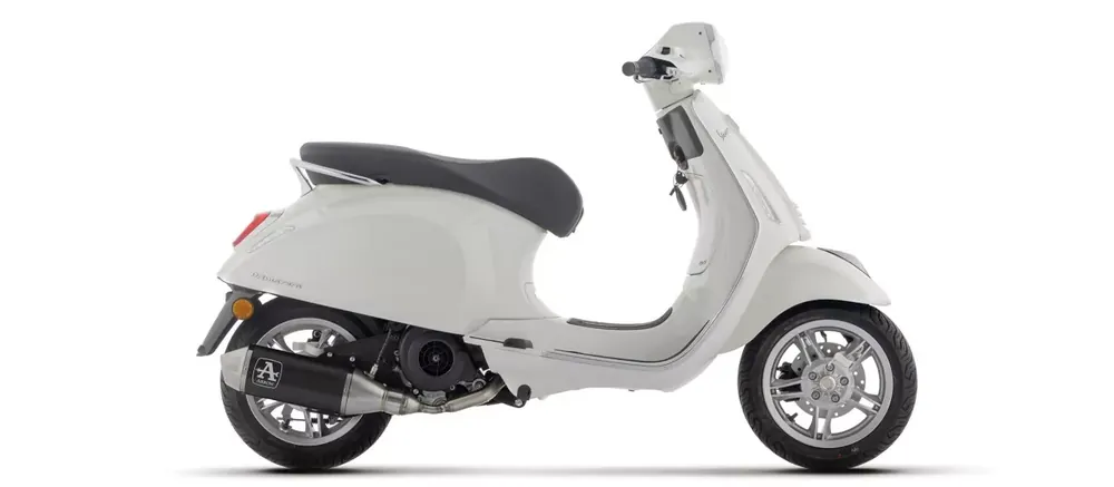 Begrenztes Angebot ARROW Urban Komplettanlage Edelstahl Schwarz passend für Vespa Primavera 125 (24–25)