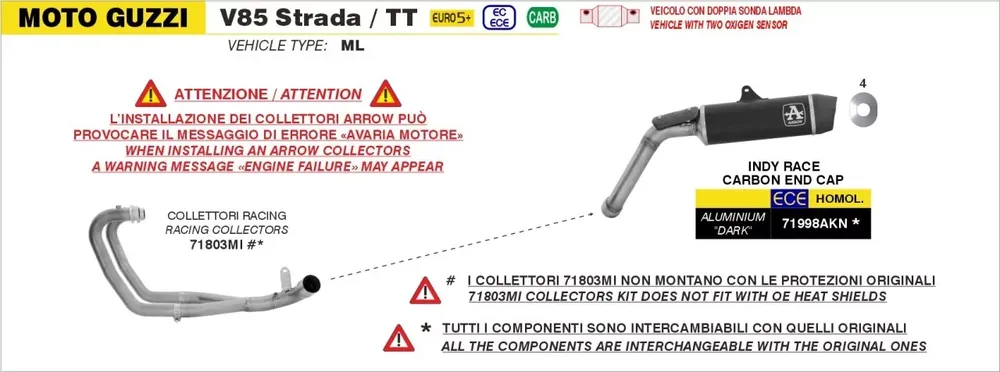 Knallerangebot ARROW Krümmer passend für MOTO GUZZI V85 TT 2025