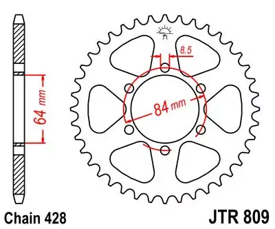 Kettenrad 51Z passend für 428 Kette – Innen Ø 64 mm Lochkreis 84 mm Letzte Chance