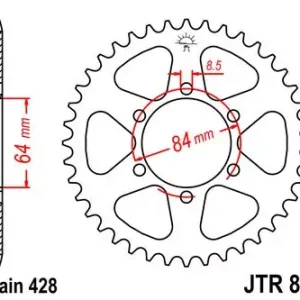 Top-Angebot Kettenrad 47Z 428 SW Innen Ø 064 Lochkreis 084 passend für Suzuki DR & TS 125