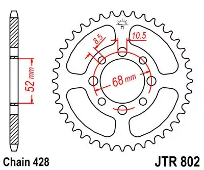 Kettenrad 46Z 428 SW Innen Ø52 Lochkreis 68 passend für Suzuki Bestseller