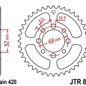 Top-Seller Kettenrad 41Z passend für 420 Kette – Innen Ø 52 mm, Lochkreis 68 mm