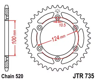 Kettenrad 38Z 520 SW Innen Ø 100 mm Lochkreis 124 Direkt Vom Hersteller