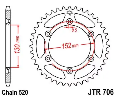 Billig Kettenrad 46Z 520 SW Innen Ø 130 Lochkreis 152 passend für Aprilia RXV & SXV