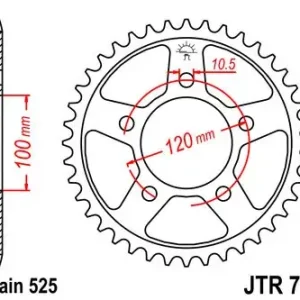 Abverkauf Kettenrad 43Z 525 Innen Ø 100 Lochkreis 120 passend für Aprilia Shiver & Mana