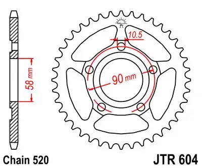 Neu Kettenrad 35Z passend für 520 SW, Innen Ø 58, Lochkreis 90